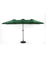 14.8 Ft Double Sided Outdoor Umbrella Rectangular Large with Crank ( Dark green)