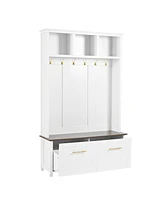 4-in-1 Hall Tree: Hooks, Storage Bench, 76.6"H