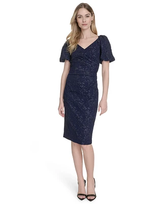 Eliza J Women's Jacquard V-Neck Short-Sleeve Sheath Dress