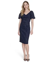 Eliza J Women's Jacquard V-Neck Short-Sleeve Sheath Dress