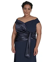 Eliza J Plus Mixed-Media Scuba Crepe Sleeveless Gown