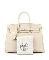 Pre-Owned Hermes Birkin 35 Handbag Light Clemence with Palladium Hardware