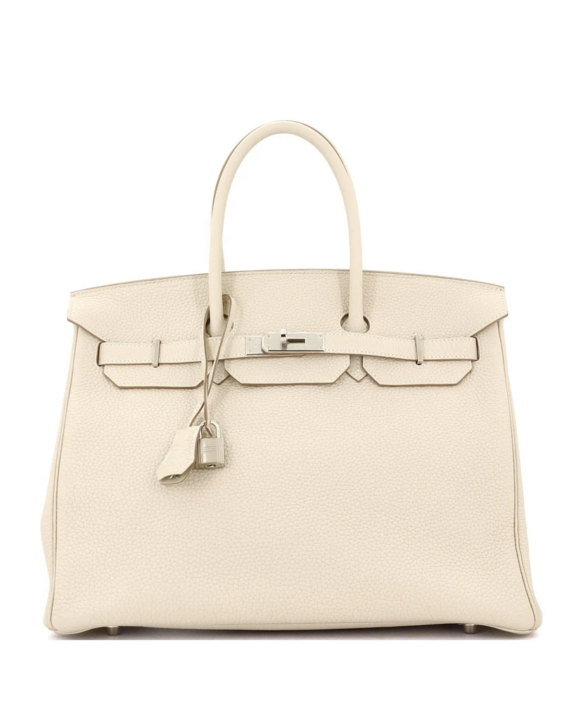 Pre-Owned Hermes Birkin 35 Handbag Light Clemence with Palladium Hardware