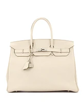 Pre-Owned Hermes Birkin 35 Handbag Light Clemence with Palladium Hardware