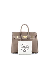 Pre-Owned Hermes Birkin 25 Handbag Grey Togo with Gold Hardware