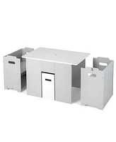 4-in-1 Kids Table and Chairs with Multiple Storage for Learning