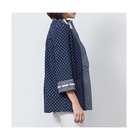 Etcetera Women's Fishnet Jacquard Denim Coat Marseille