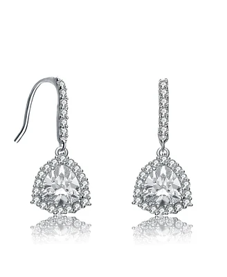 White Gold Plating with Clear Cubic Zirconia Hook Drop Earrings