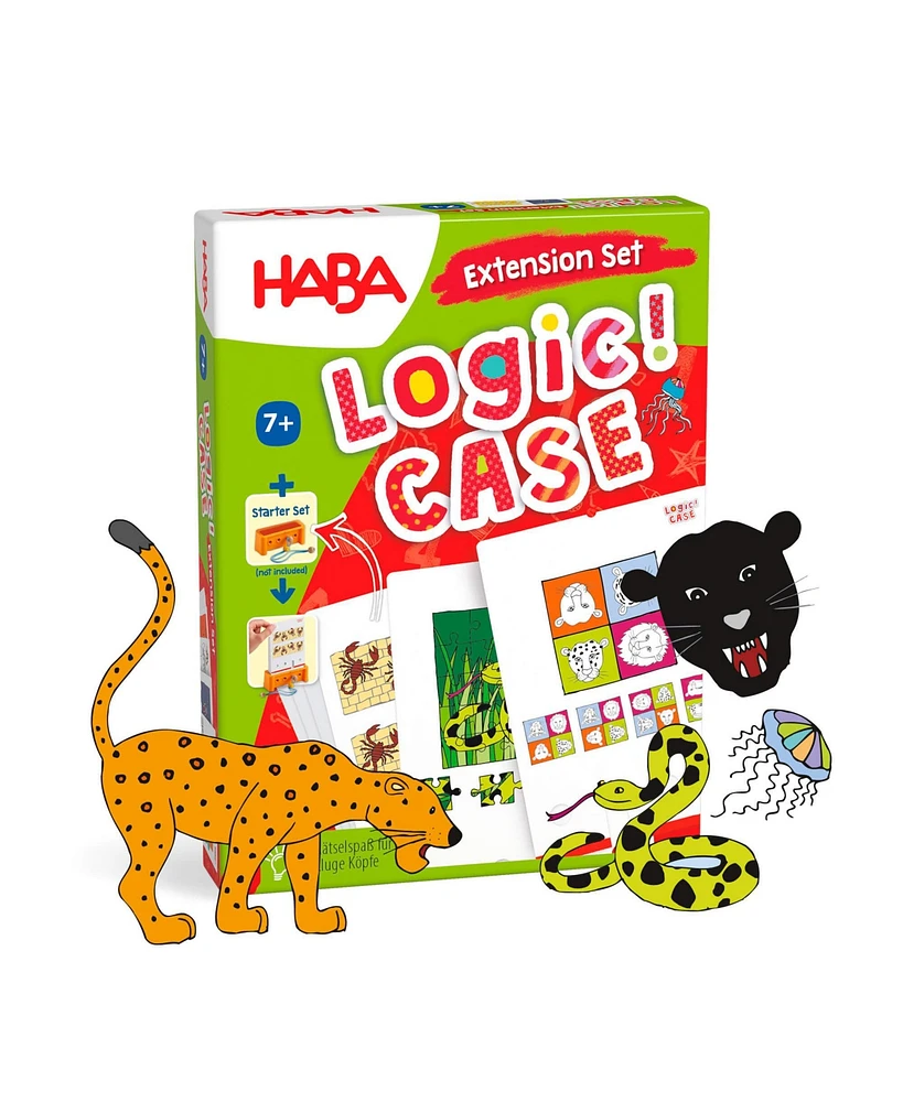 Haba Logic Case Extension Set: Dangerous Animals Ages 7+ Travel Games, Learning Toys, Flash Cards for Kids, Brain Teaser Puzzle Games