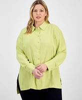 I.n.c. International Concepts Plus Collared Split-Side Shirt, Exclusively at Macy's