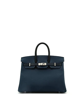 Pre-Owned Hermes Birkin 25 Handbag Tricolor Epsom with Palladium Hardware