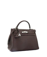Pre-Owned HERMES Kelly Handbag Clemence with Palladium Hardware