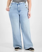 On 34th Trendy Plus High-Rise Relaxed-Fit Wide-Leg Sailor Jeans, Exclusively at Macy's