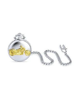 Bling Jewelry Skeleton Pocket Watch Two-Tone Roman Numerals Gold Silver Chain