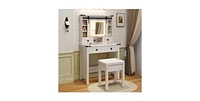 Makeup Vanity Desk with Mirror and Adjustable Storage Shelves