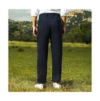 Campus Sutra Men's Prussian Blue Velvique Tailored Trousers