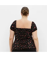 City Chic Plus Daydreamer Print Top