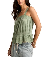 Lucky Brand Women's Embroidered Cotton Sleeveless Top