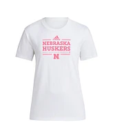 Adidas Women's White Nebraska Huskers 2024 Breast Cancer Awareness Pregame T-Shirt