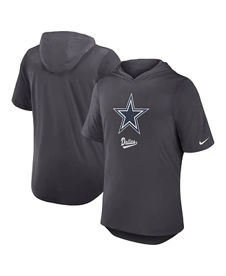 Nike Men's Anthracite Dallas Cowboys Tri-Blend Performance Hoodie T-Shirt