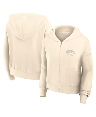 Nike Women's Cream Seattle Seahawks Glory Cropped Full-Zip Hoodie