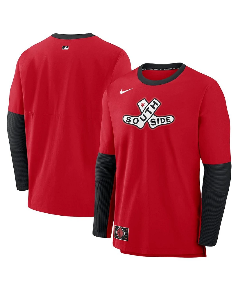 Nike Men's Red/Black Chicago White Sox 2025 City Connect Authentic Collection Lightweight Player Tri-Blend Performance Long Sleeve T-Shirt