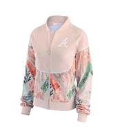 Wear by Erin Andrews Women's Sand Atlanta Braves Raglan Full-Zip Track Jacket