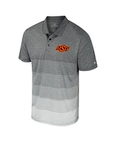 Colosseum Men's Gray Oklahoma State Cowboys Striped Mesh Polo Shirt