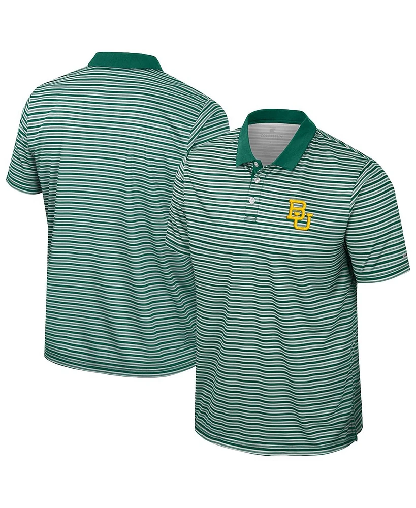 Colosseum Men's Green Baylor Bears Striped Polo Shirt