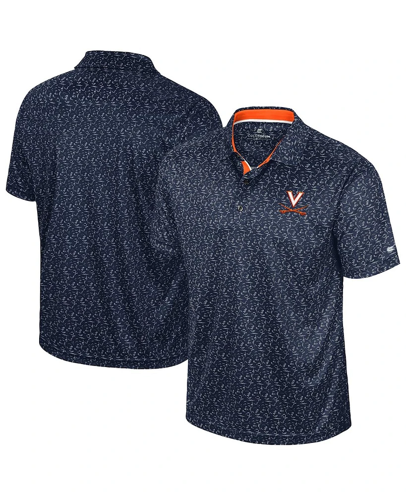 Colosseum Men's Navy Virginia Cavaliers Sublimated Golf Polo Shirt