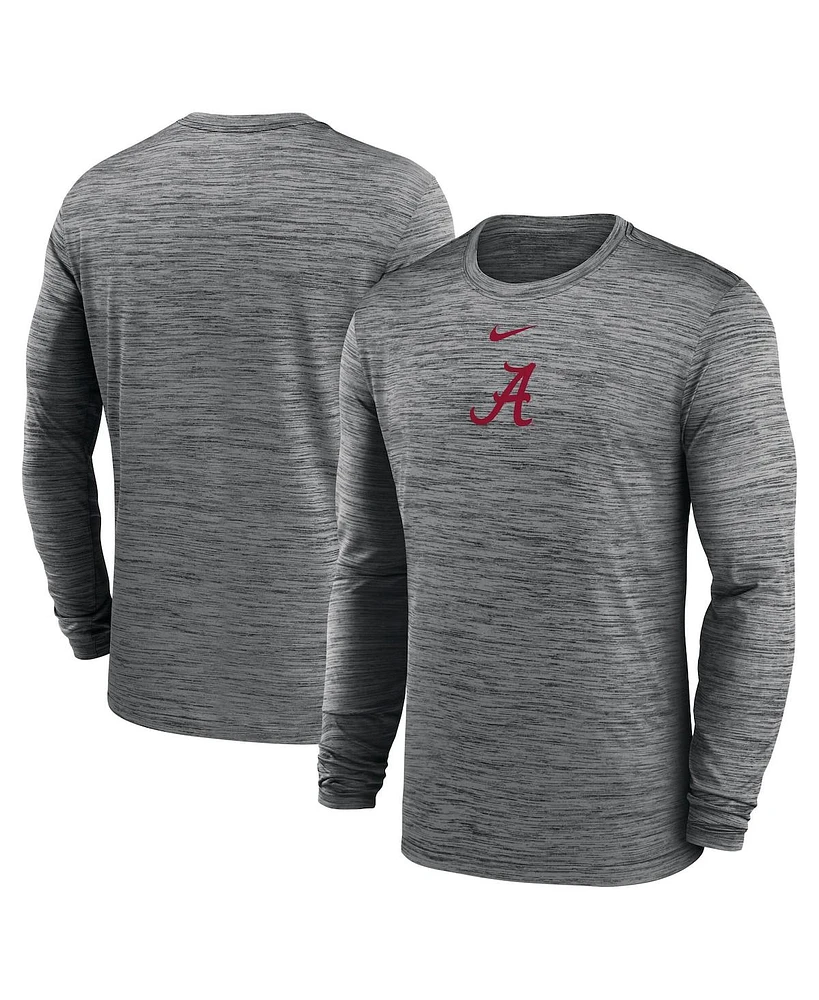 Nike Men's Charcoal Alabama Crimson Tide 2025 Sideline Velocity Performance Long Sleeve T-Shirt