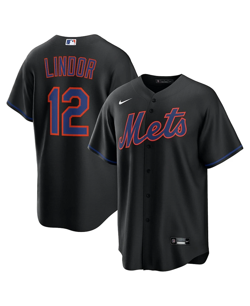 Nike Men's Francisco Lindor Black New York Mets Alternate Replica 2.0 Player Jersey
