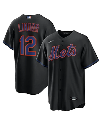 Nike Men's Francisco Lindor Black New York Mets Alternate Replica 2.0 Player Jersey