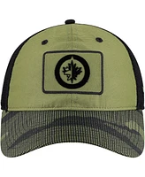 Fanatics Men's Olive Winnipeg Jets Military Appreciation Trucker Adjustable Hat