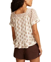 Lucky Brand Women's Block Print Button-Front Top