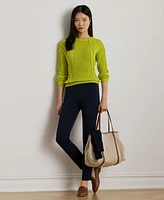 Lauren Ralph Women's Pointelle-Knit Cotton Crewneck Sweater