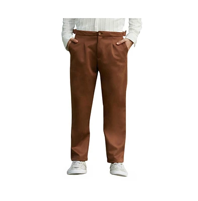 Campus Sutra Men's Chocolate Brown Tailored Suede Trousers