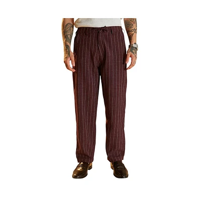 Campus Sutra Men's Chocolate Brown Pinstriped Chino Trousers