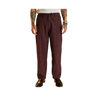 Campus Sutra Men's Chocolate Brown Pinstriped Chino Trousers
