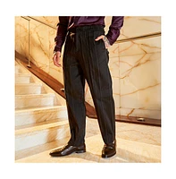 Campus Sutra Men's Onyx Black Unbalanced-Ridge Straight Trousers