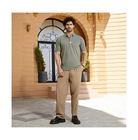 Campus Sutra Men's Olive Green Seamless Cuboid Polo T-Shirt