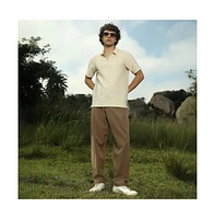 Campus Sutra Men's Banana Yellow Flatten-Ruched Polo T-Shirt