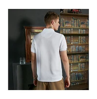 Campus Sutra Men's Cream White Solid Ribbed Polo T-Shirt