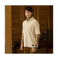 Campus Sutra Men's Army Green Spiralknot-Tactile Oversized Polo T-Shirt