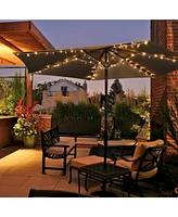 Yescom Patio Umbrella Solar String Light with Remote Control Timer Fit 6-Rib 7/8/9 Ft Outdoor Shade 96 Led Warm White