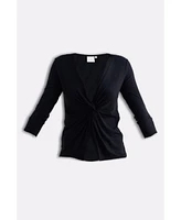 Reistor Women's Twist Front Knit Shirt Black