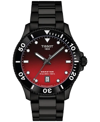 Tissot Men's Swiss Seastar 1000 Black Pvd Stainless Steel Bracelet Watch 40mm