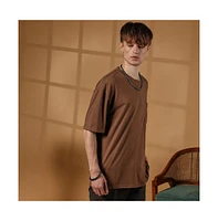 Campus Sutra Men's Chocolate Brown Solid Oversized T-Shirt