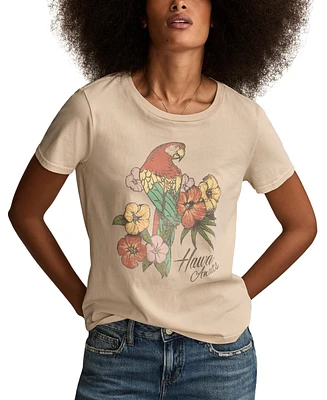 Lucky Brand Women's Hawaii Parrot Classic Cotton Crewneck T-Shirt