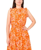 Sam & Jess Petite Ruffle-Neck Smocked-Waist Maxi Dress